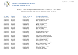 Relação Geral de Aprovados Primeira Convocação SiSU 2015-2