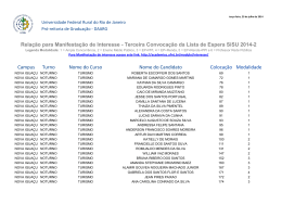 Relação para Manifestação de Interesse - Terceira