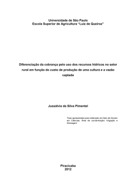 Diferencia&ccedil;&atilde;o da cobran&ccedil;a pelo uso dos recursos h&iacute;dricos no setor