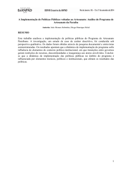 A Implementa&ccedil;&atilde;o de Pol&iacute;ticas P&uacute;blicas voltadas ao