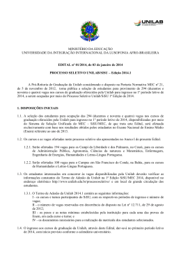 Edital Nº 01/2014 – Processo Seletivo Unilab/SiSU