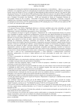 PROCESSO SELETIVO SIMPLIFICADO EDITAL No 01/2004 O