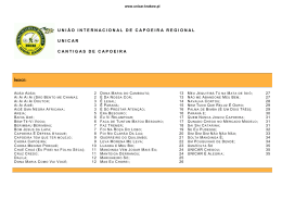 uni&atilde;o internacional de capoeira regional unicar cantigas de capoeira