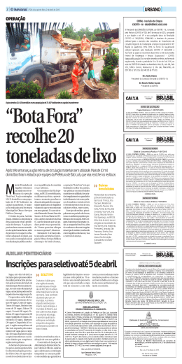 Inscri&ccedil;&otilde;es para seletivo at&eacute; 5 de abril