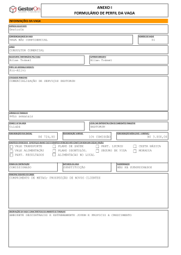 ANEXO I FORMULÁRIO DE PERFIL DA VAGA