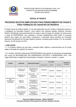 Edital Processo Seletivo Docente 2015.2