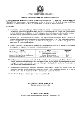 Portaria Conjunta SAD/IPA N&ordm; 052/2015