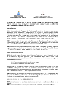 Edital de Sele&ccedil;&atilde;o PPGAC 2015 - ppgac / ufba