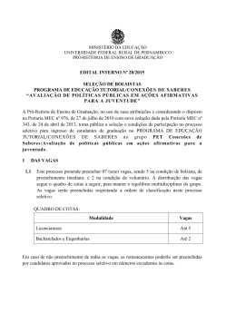 EDITAL INTERNO N&ordm; 28/2015 SELE&Ccedil;&Atilde;O DE BOLSISTAS