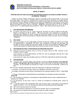 EDITAL Nº 85/2011 1. DAS DISPOSIÇÕES PRELIMINARES 2