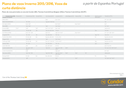 do plano de voos para o inverno 2015/2016