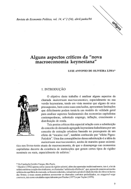 Alguns aspectos cr&iacute;ticos da llnova macroeconomia keynesiana&rdquo;