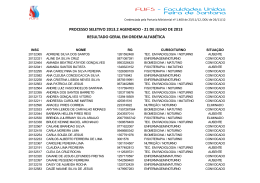 processo seletivo 2013.2 agendado - 21 de julho de 2013 resultado