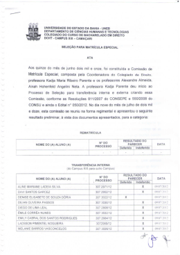 Ata de Matricula Especial 2012