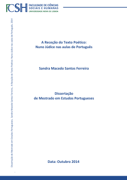 A Rece&ccedil;&atilde;o do Texto Po&eacute;tico: Nuno J&uacute;dice nas aulas de