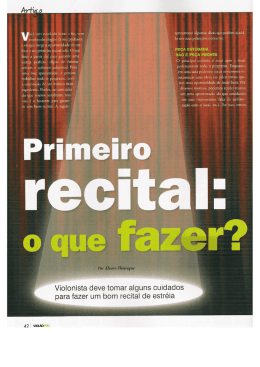 Artigo "Primeiro Recital: O que fazer?"