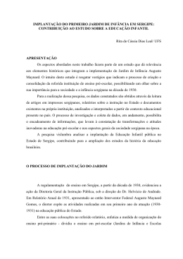 IMPLANTA&Ccedil;&Atilde;O DO PRIMEIRO JARDIM DE INF&Acirc;NCIA EM SERGIPE