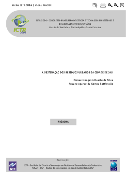 A DESTINA&Ccedil;&Atilde;O DOS RES&Iacute;DUOS URBANOS DA CIDADE DE JA&Uacute;