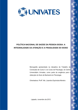 POL&Iacute;TICA NACIONAL DE SA&Uacute;DE DA PESSOA IDOSA: A