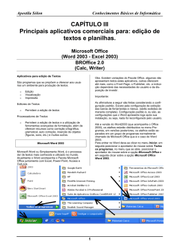 edi&ccedil;&atilde;o de textos e planilhas.