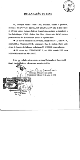 DECLARA&Ccedil;&Atilde;O DE BENS