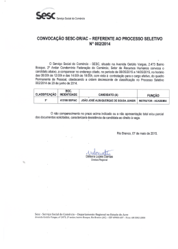 convocação sesc-dr/ac - referente ao processo