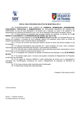 Edital Processo Seletivo Monitor FMN Fortaleza 2013.1