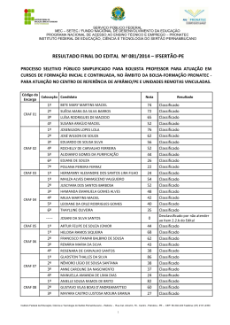 Resultado final - IF Sert&atilde;o-PE