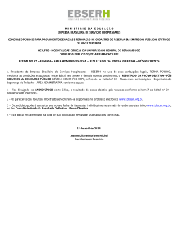 EDITAL Nº 72 – EBSERH – ÁREA ADMINISTRATIVA