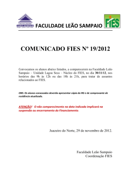 COMUNICADO FIES Nº 19/2012