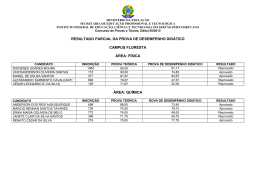 Resultado parcial da prova de desempenho didático - IF Sertão-PE
