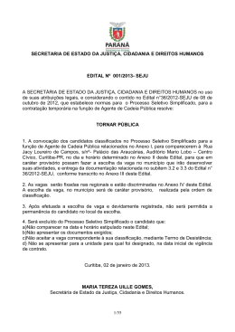 Edital 001/2013 - Secretaria da Justiça, Cidadania e Direitos