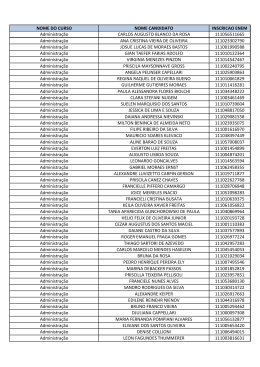 NOME DO CURSO NOME CANDIDATO INSCRICAO