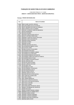 FUNDA&Ccedil;&Atilde;O DE SA&Uacute;DE P&Uacute;BLICA DE NOVO HAMBURGO