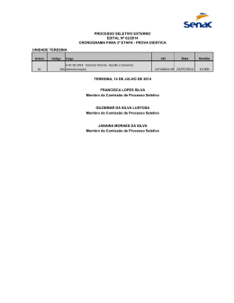 UNIDADE TERESINA Data Horário 15:00h JANAINA