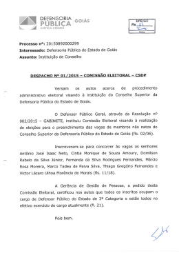 Despacho n&ordm; 01/2015 - Comiss&atilde;o Eleitoral