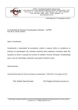 Prof. Ant&ocirc;nio C&eacute;sar Dourado Prof. Wagner de Souza Lima da Luz