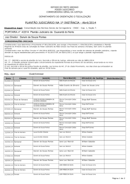 PLANT&Atilde;O JUDICI&Aacute;RIO NA 1&ordm; INST&Acirc;NCIA - Abril/2014