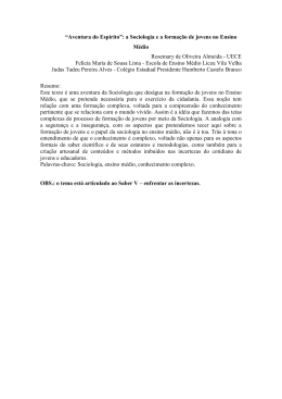 &ldquo;Aventura do Esp&iacute;rito&rdquo;: a Sociologia e a forma&ccedil;&atilde;o de jovens
