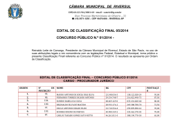 edital de classificação final concurso público 01/2014
