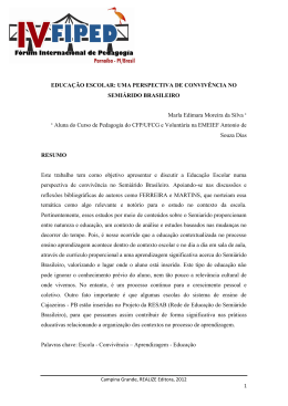 EDUCA&Ccedil;&Atilde;O ESCOLAR: UMA PERSPECTIVA DE CONVIV&Ecirc;NCIA