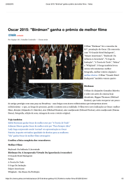 Oscar 2015: "Birdman" ganha o prêmio de melhor filme