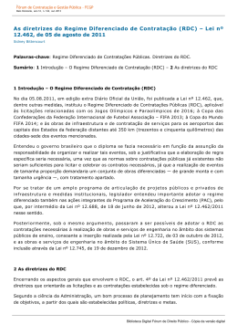 As diretrizes do Regime Diferenciado de Contrata&ccedil;&atilde;o (RDC