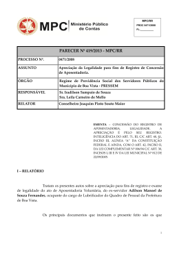 parecer nº 419/2013 - mpc/rr - Ministério Público de Contas | Roraima