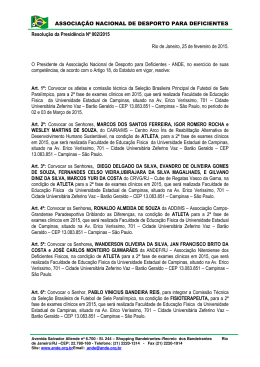 Convocação para segunda fase de teinamentos