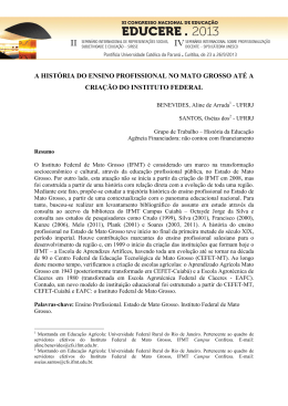 a hist&oacute;ria do ensino profissional no mato grosso at&eacute; a cria&ccedil;&atilde;o do