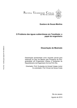 Gustavo de Souza Martins O Problema das &aacute;guas subterr&acirc;neas em