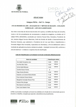 Aplica&ccedil;&atilde;o do 1&ordm; M&eacute;todo de Sele&ccedil;&atilde;o