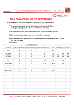 GUIA PARA ESCOLHA DE DESTRUIDOR