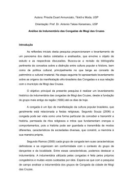 An&aacute;lise da Indument&aacute;ria das Congadas de Mogi das Cruzes Autora